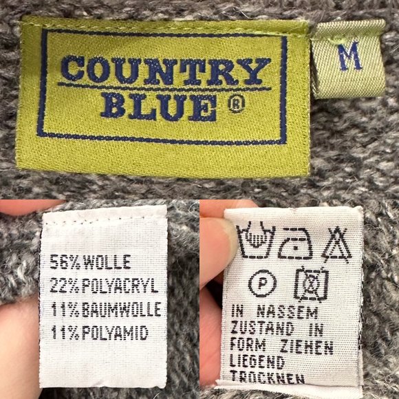 Vintage Country Blue Wool Blend Daisy Print Cardigan in Gray Women's Size M - Picture 7 of 17